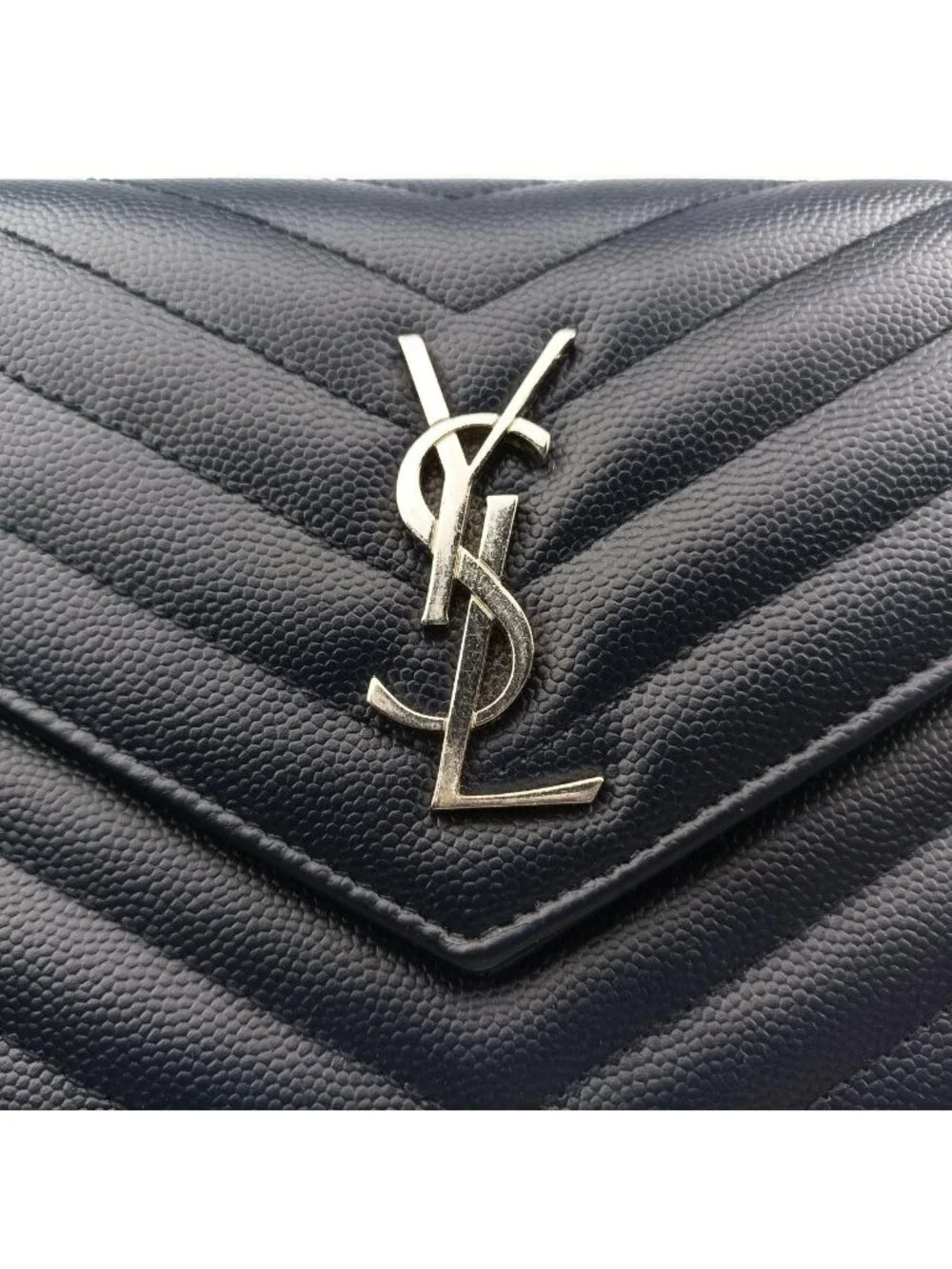 Saint Laurent Monogram Navy Caviar Leather Shoulder Bag